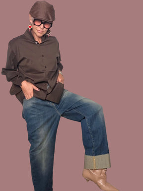 Jeans Dritto con Risvolto | Denim Medio