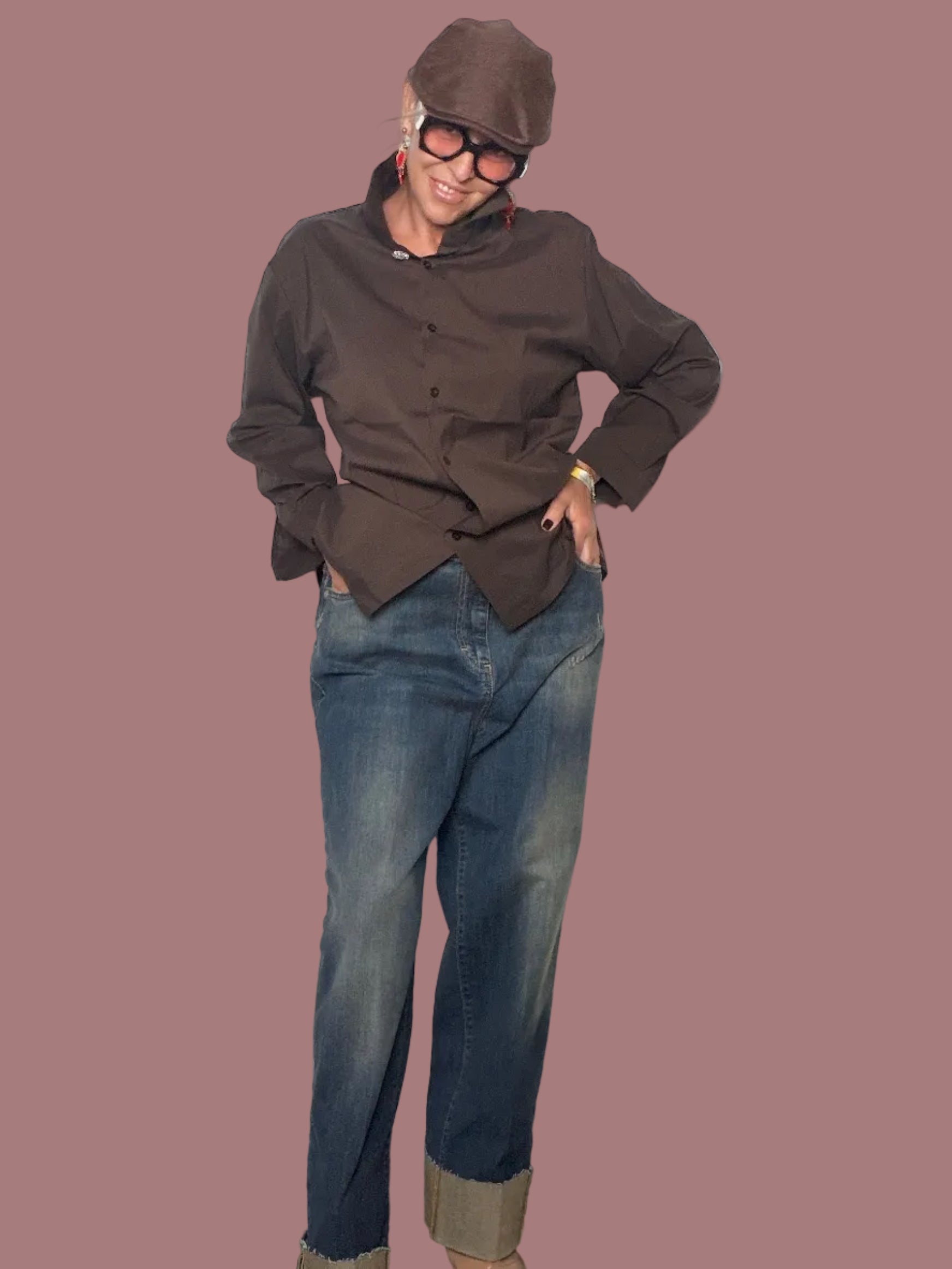 Jeans Dritto con Risvolto | Denim Medio