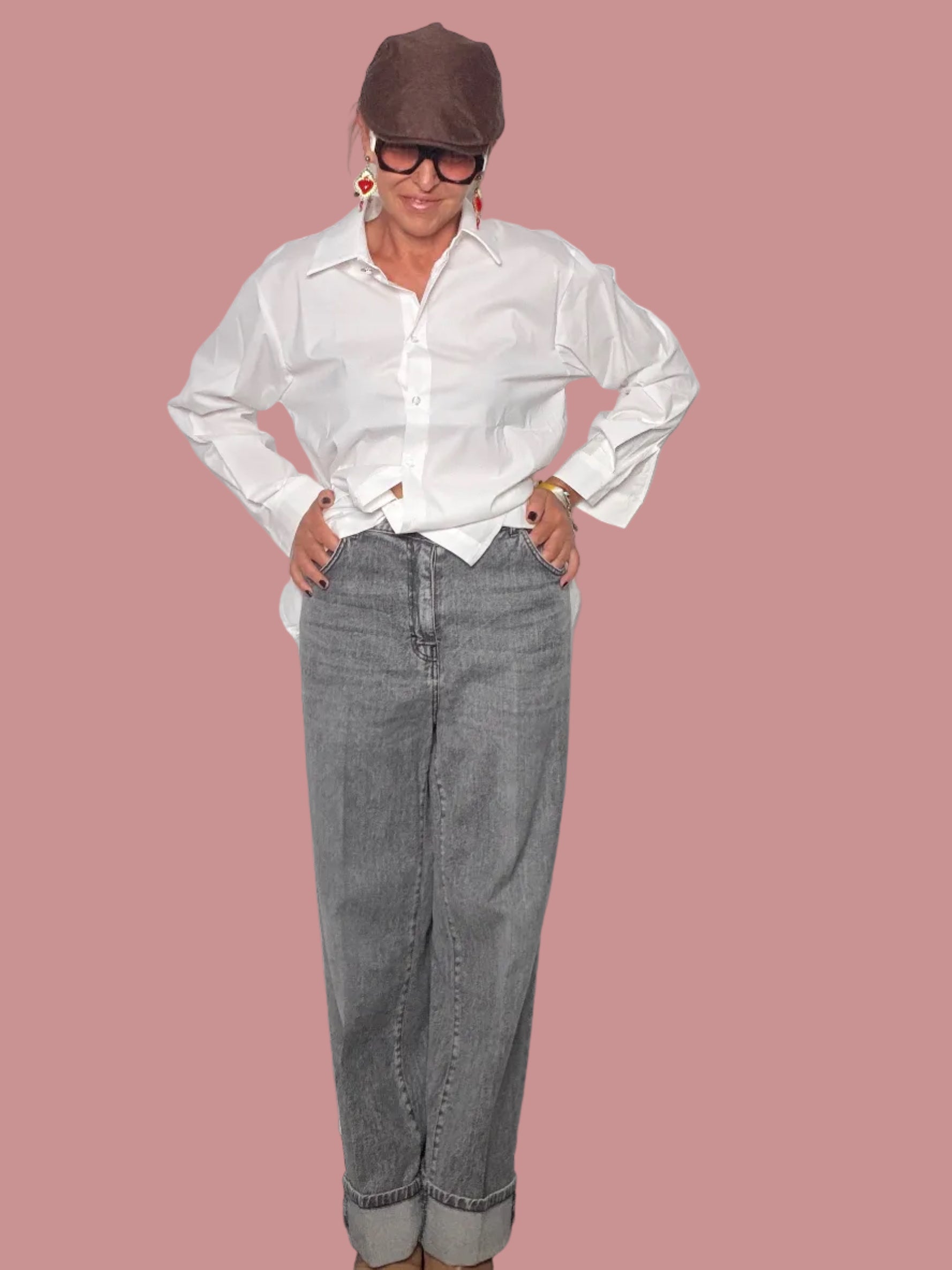 Jeans Dritto con Risvolto | Denim Grigio