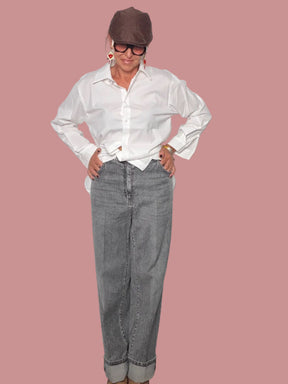Jeans Dritto con Risvolto | Denim Grigio