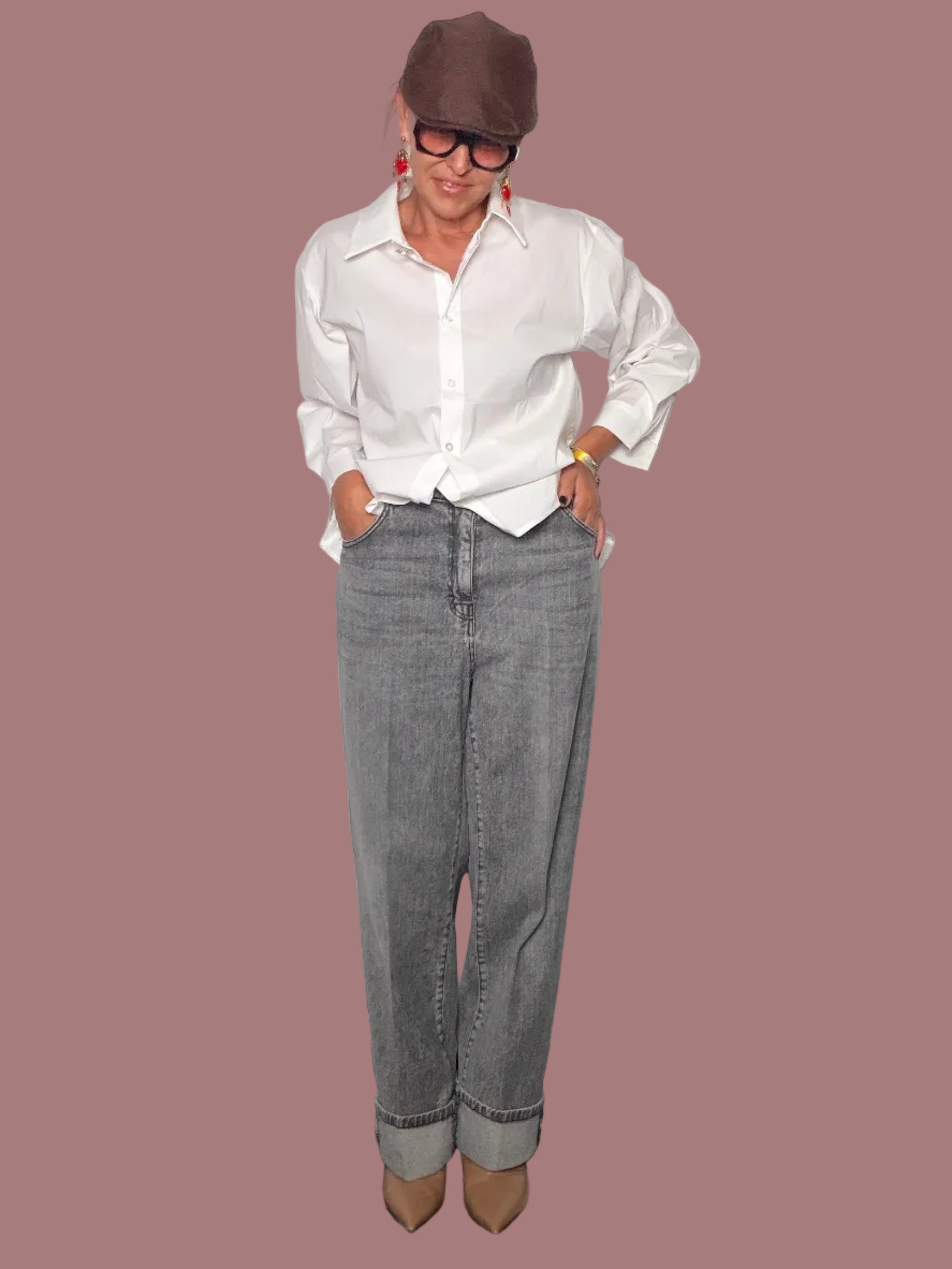 Jeans Dritto con Risvolto | Denim Grigio