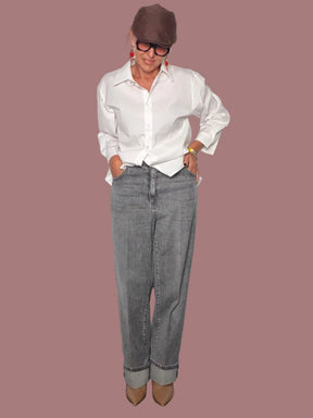 Jeans Dritto con Risvolto | Denim Grigio