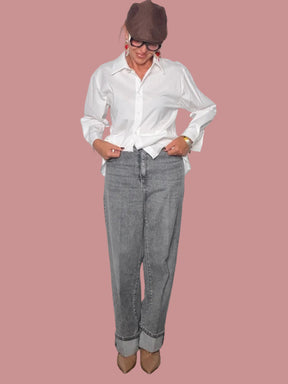 Jeans Dritto con Risvolto | Denim Grigio