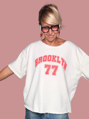 Felpa Oversize "BROOKLYN 77" con Stampa Fluo