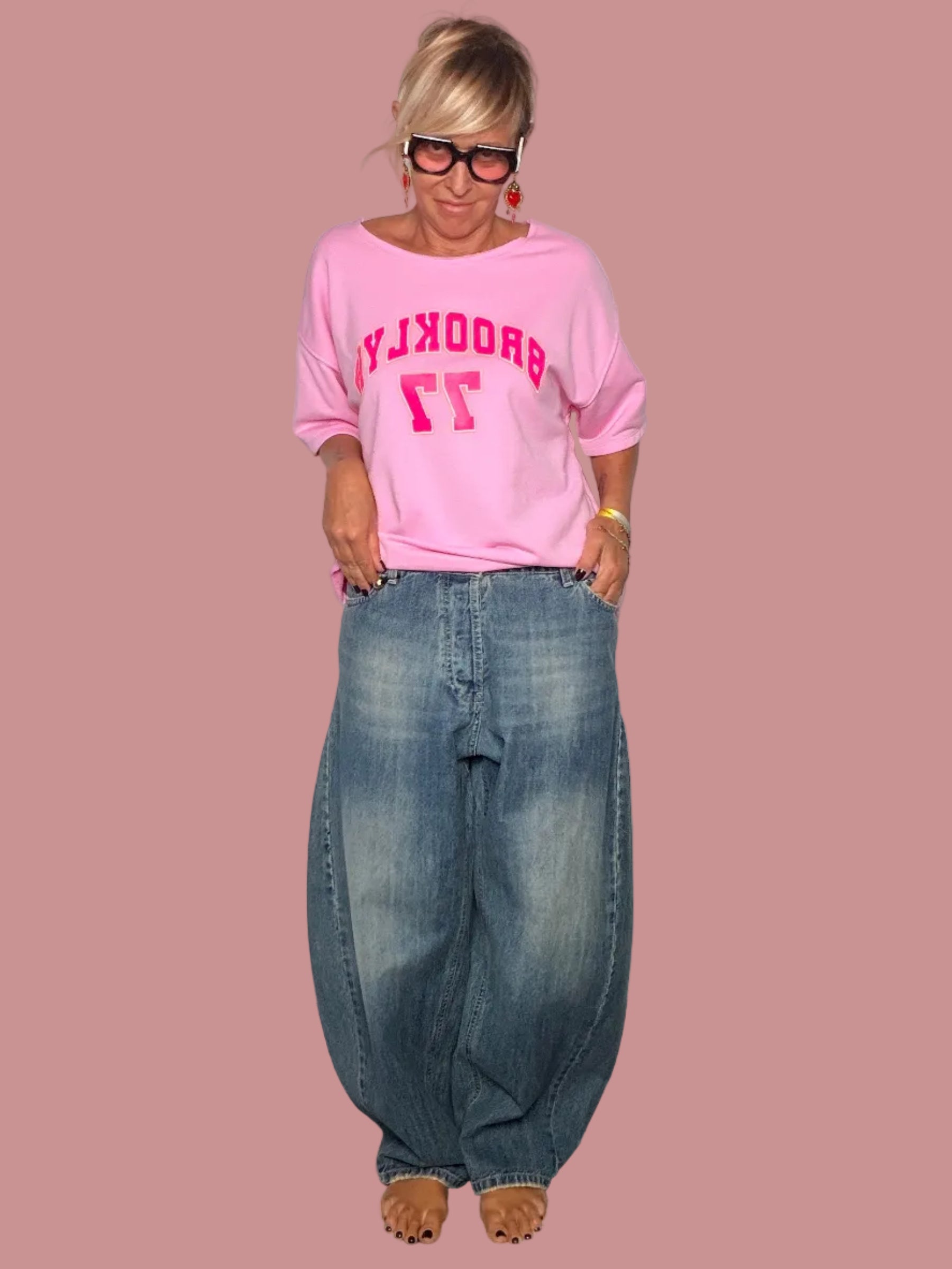 Jeans Vintage Wide Leg Effetto Vissuto