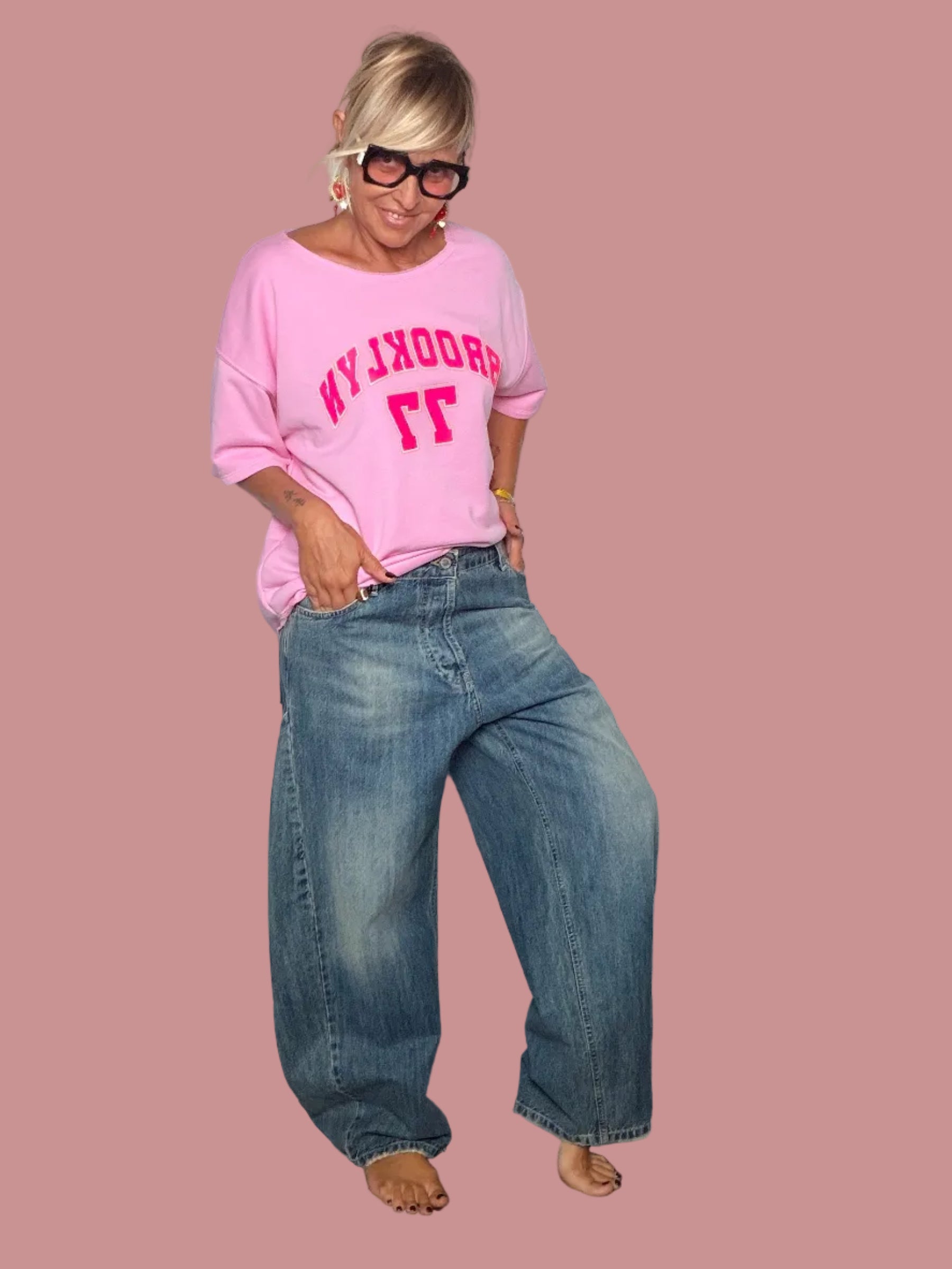 Jeans Vintage Wide Leg Effetto Vissuto