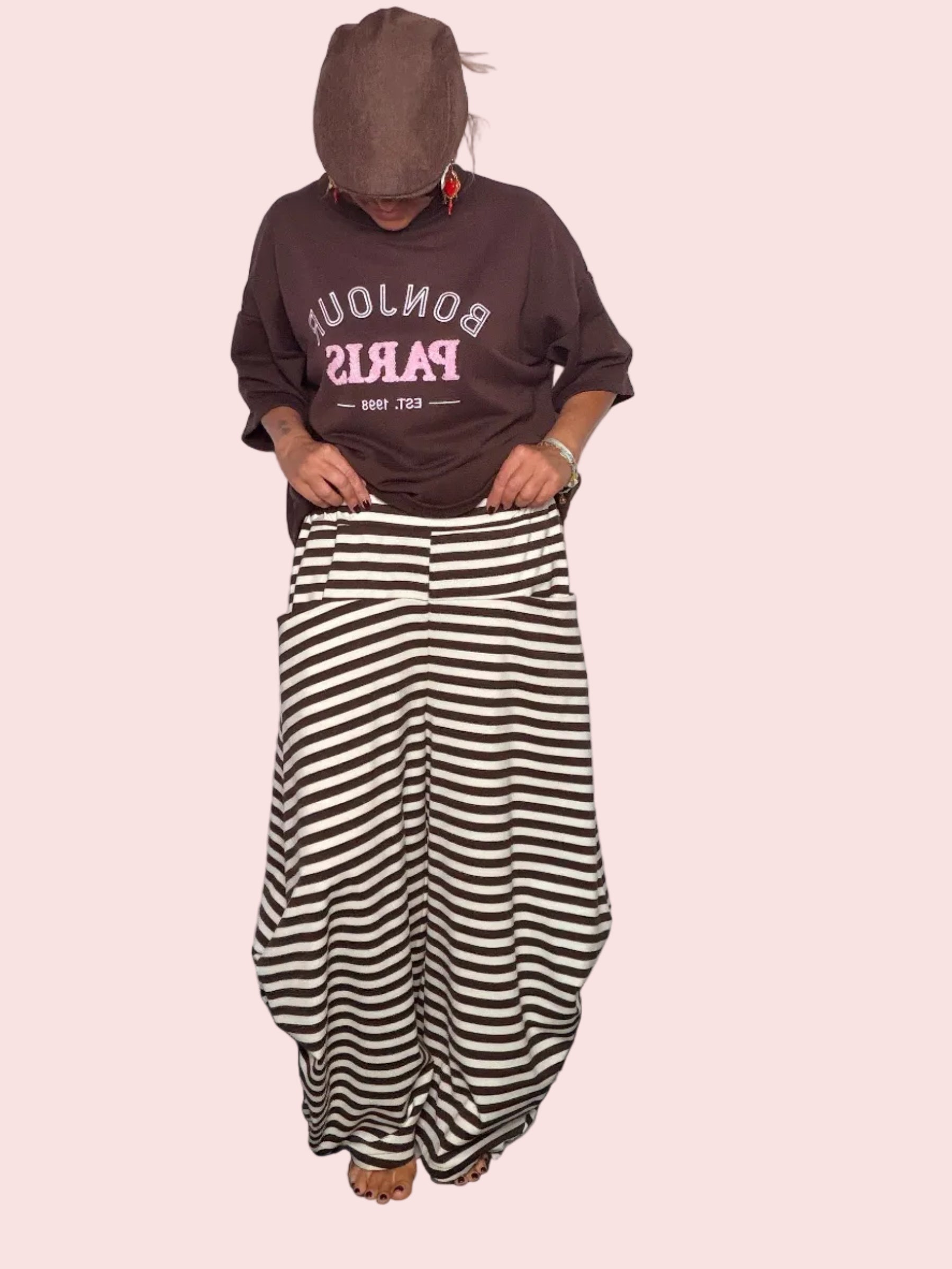 Pantalone palazzo righe bianche e moro