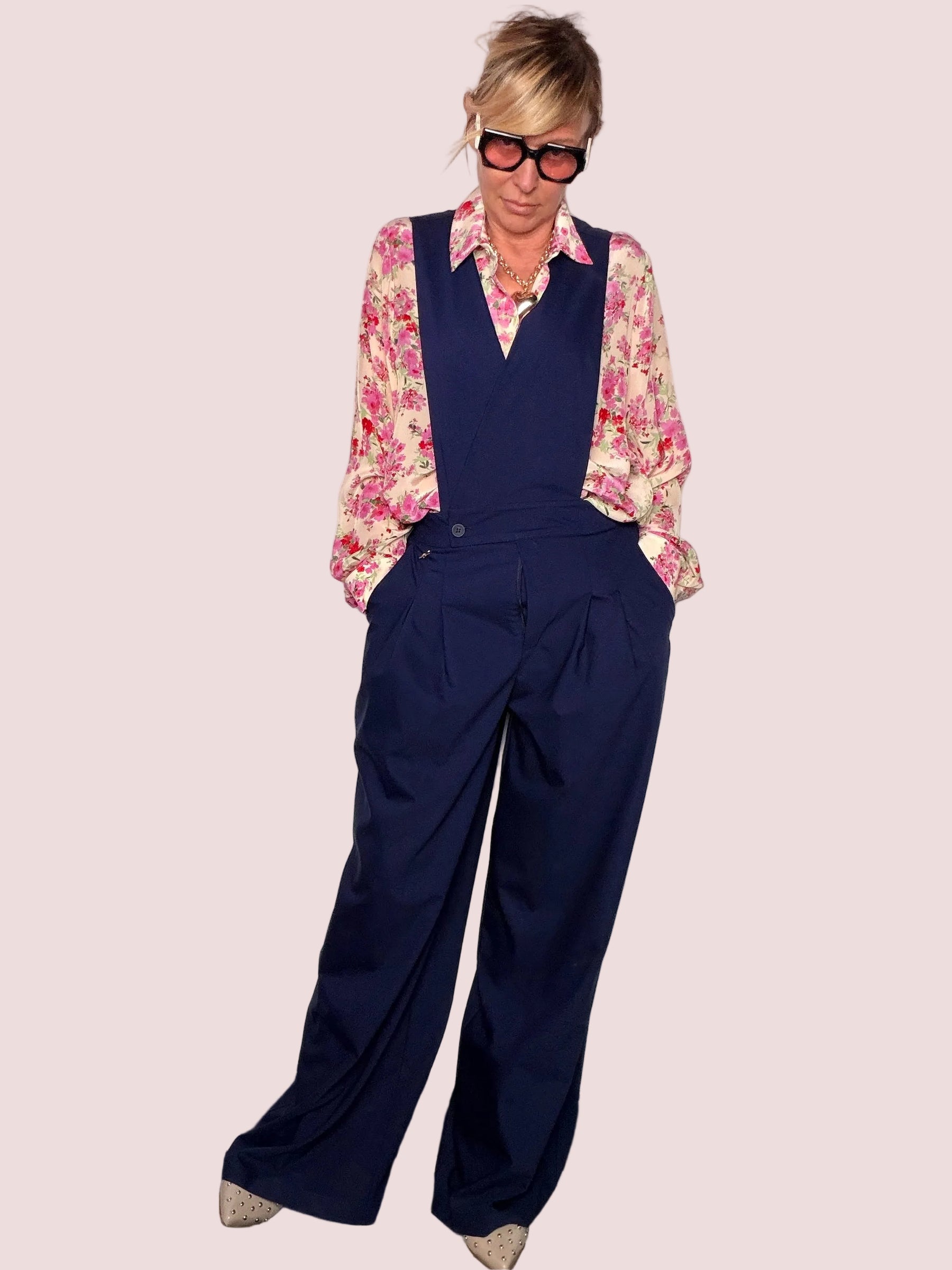 Tuta Intera Gilet Wide Leg Navy