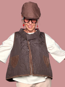 Gilet Trapuntato Crop | Terracotta o Marrone