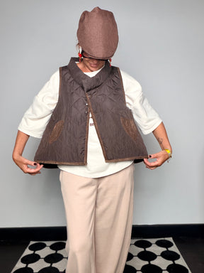 Gilet Trapuntato Crop | Terracotta o Marrone