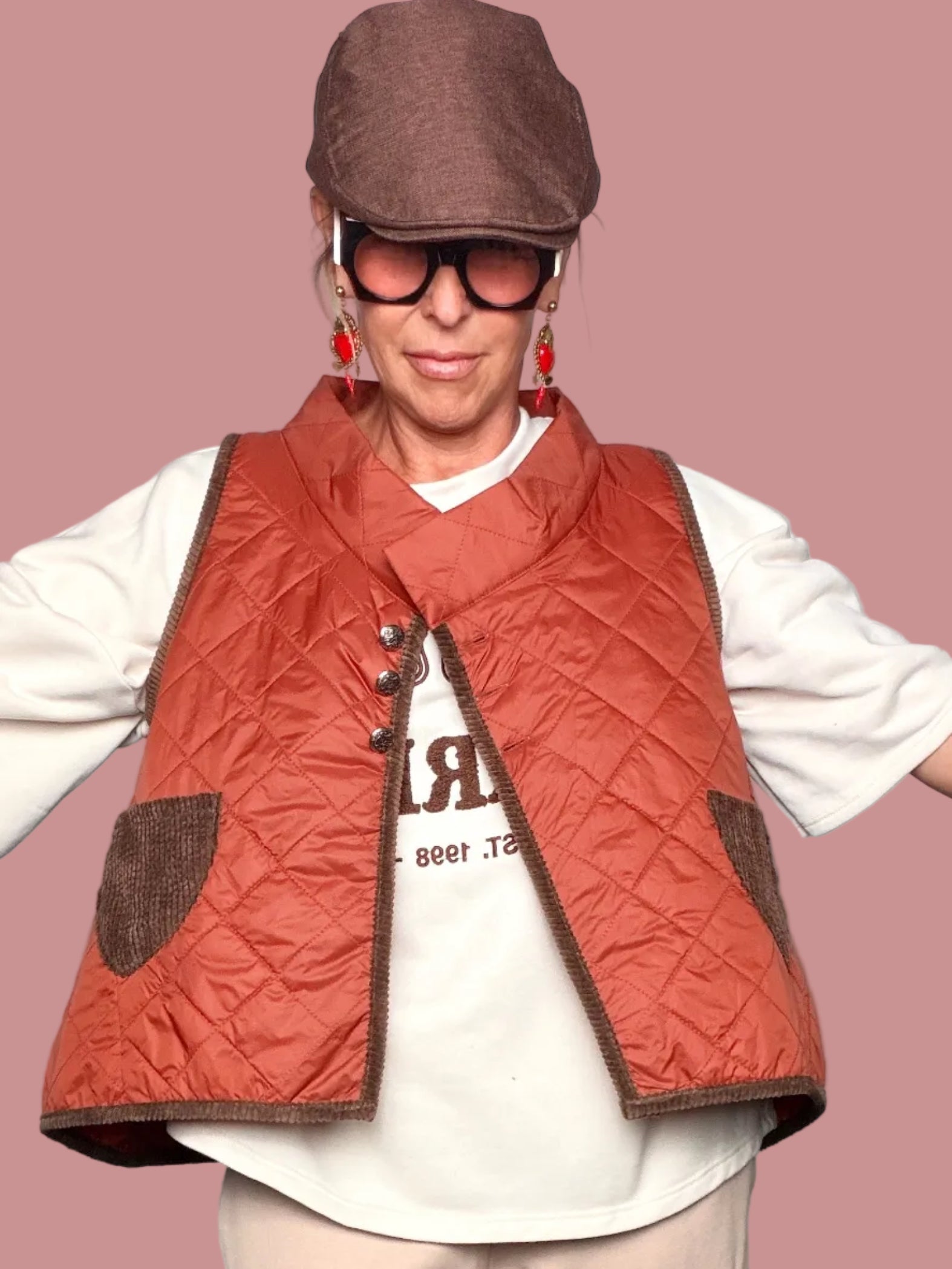 Gilet Trapuntato Crop | Terracotta o Marrone