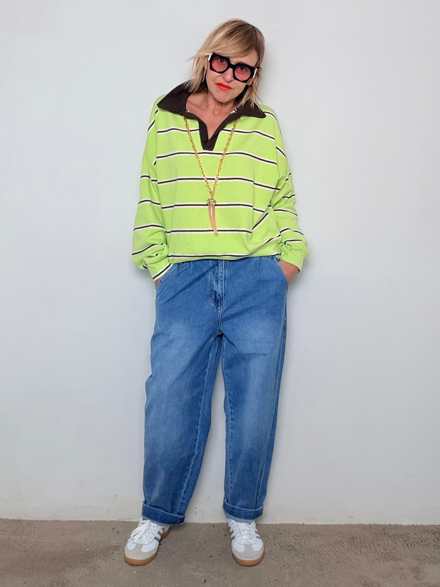 Felpa polo a righe – comfort deciso e stile easy-chic