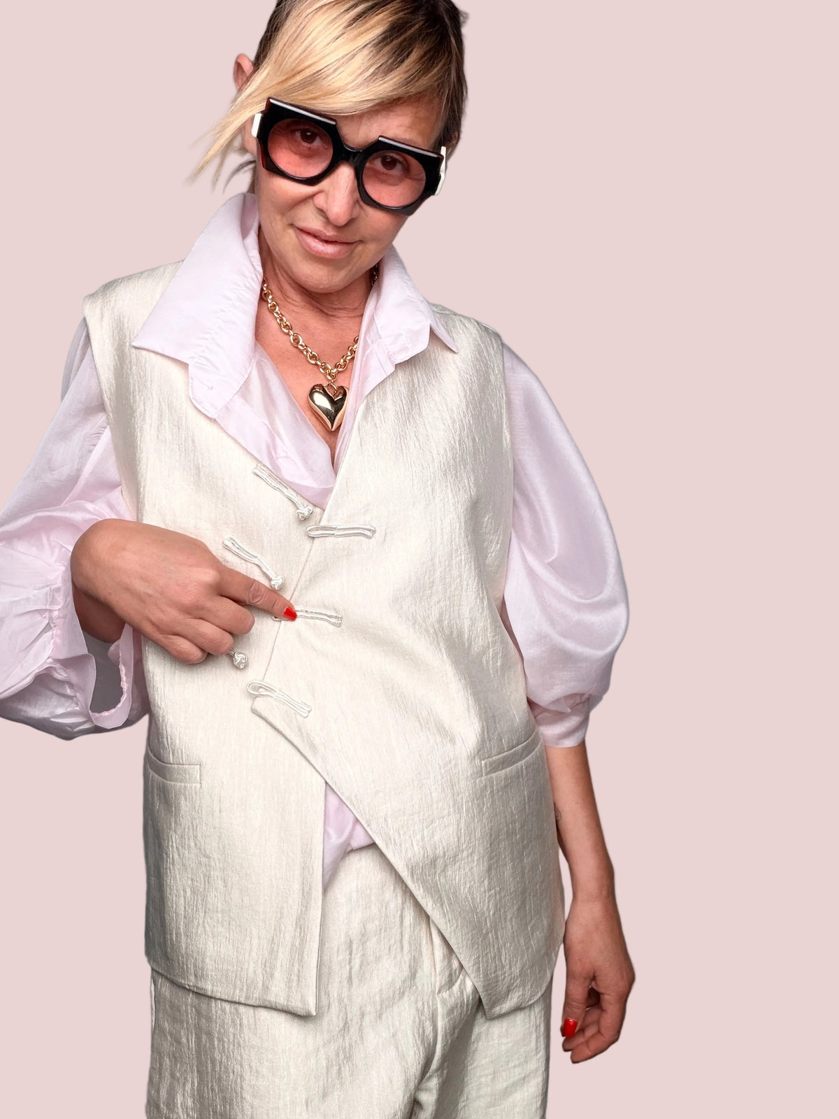 Gilet Sartoriale in Jacquard Avorio