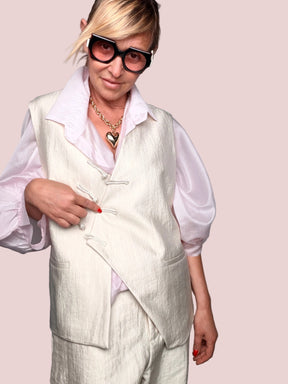 Gilet Sartoriale in Jacquard Avorio