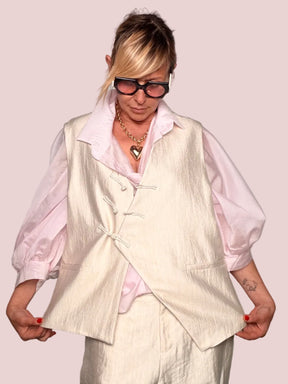 Gilet Sartoriale in Jacquard Avorio