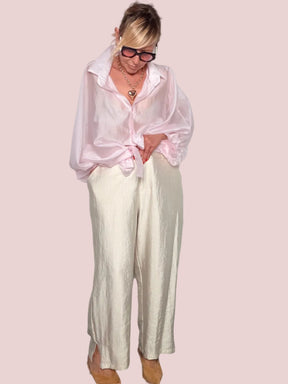 Pantalone Wide Leg Jacquard Avorio