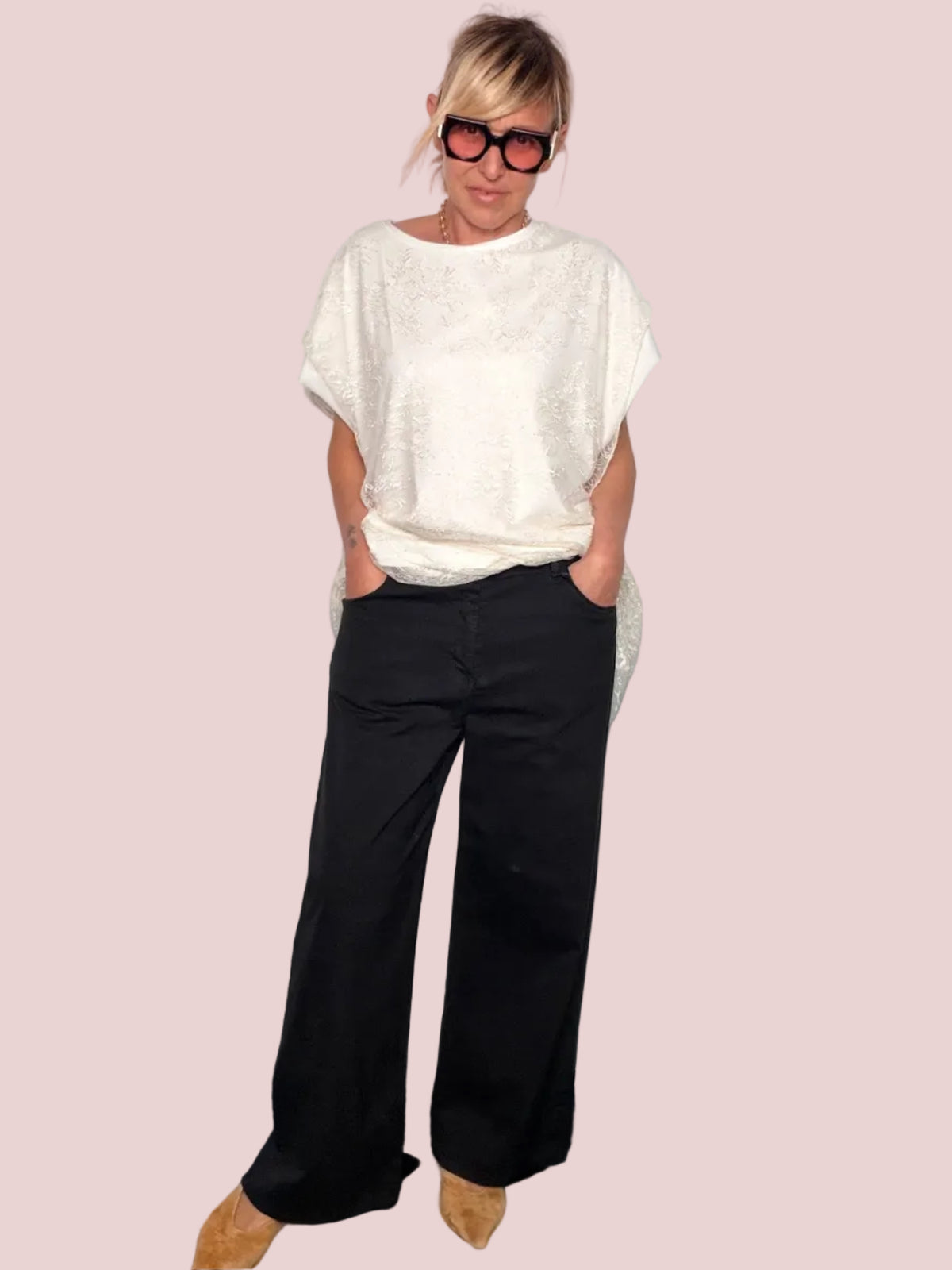 Pantalone cropped tinta capo