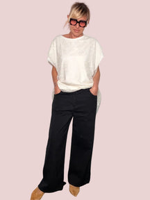 Pantalone cropped tinta capo