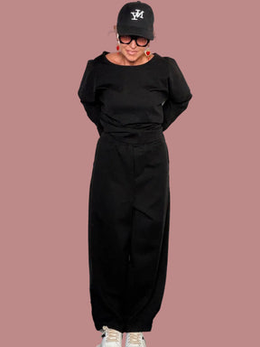 Pantalone in bengalina a gamba ampia