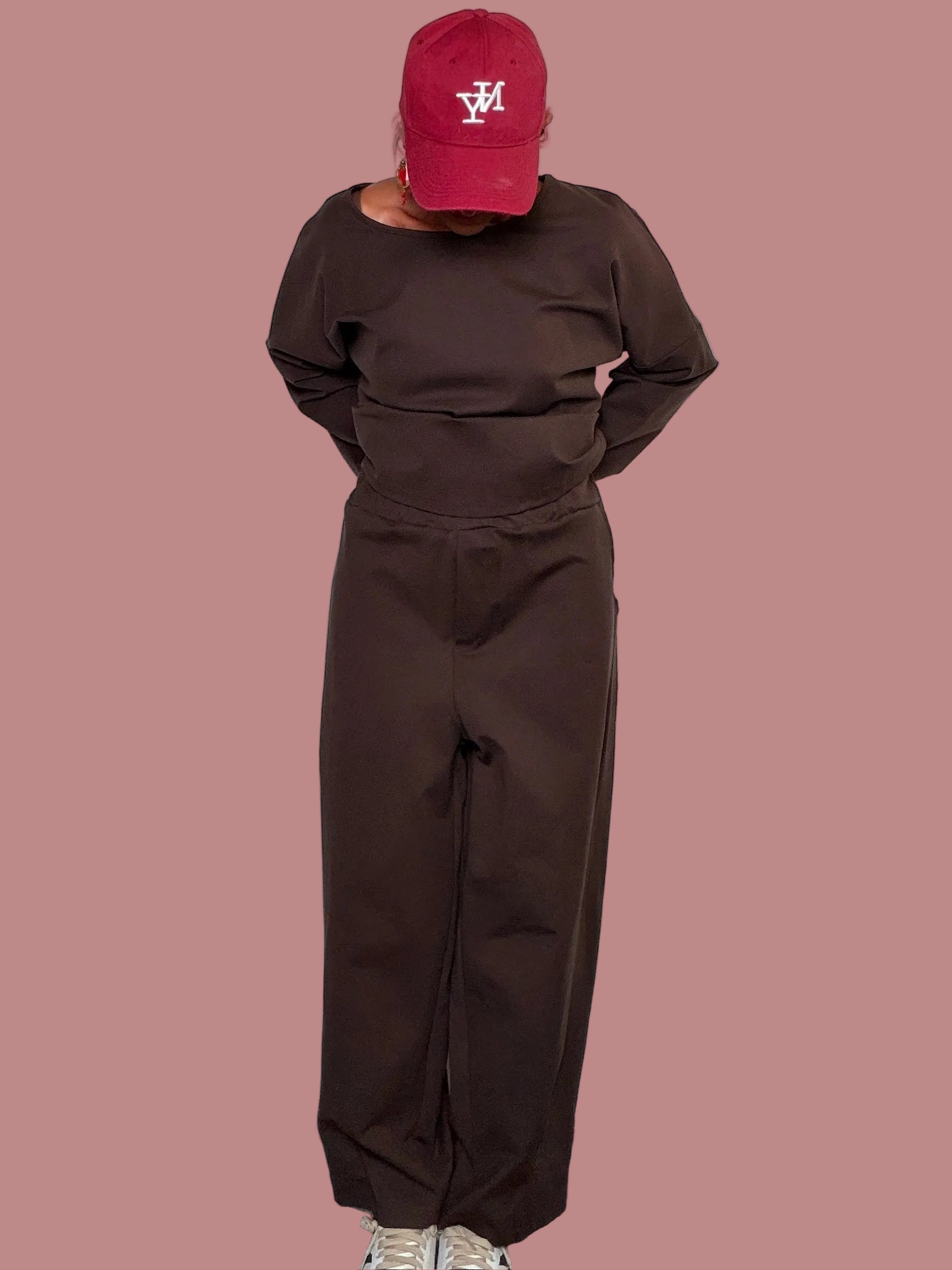 Pantalone in bengalina a gamba ampia