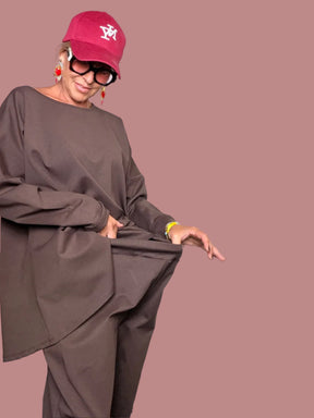 Pantalone in bengalina a gamba ampia