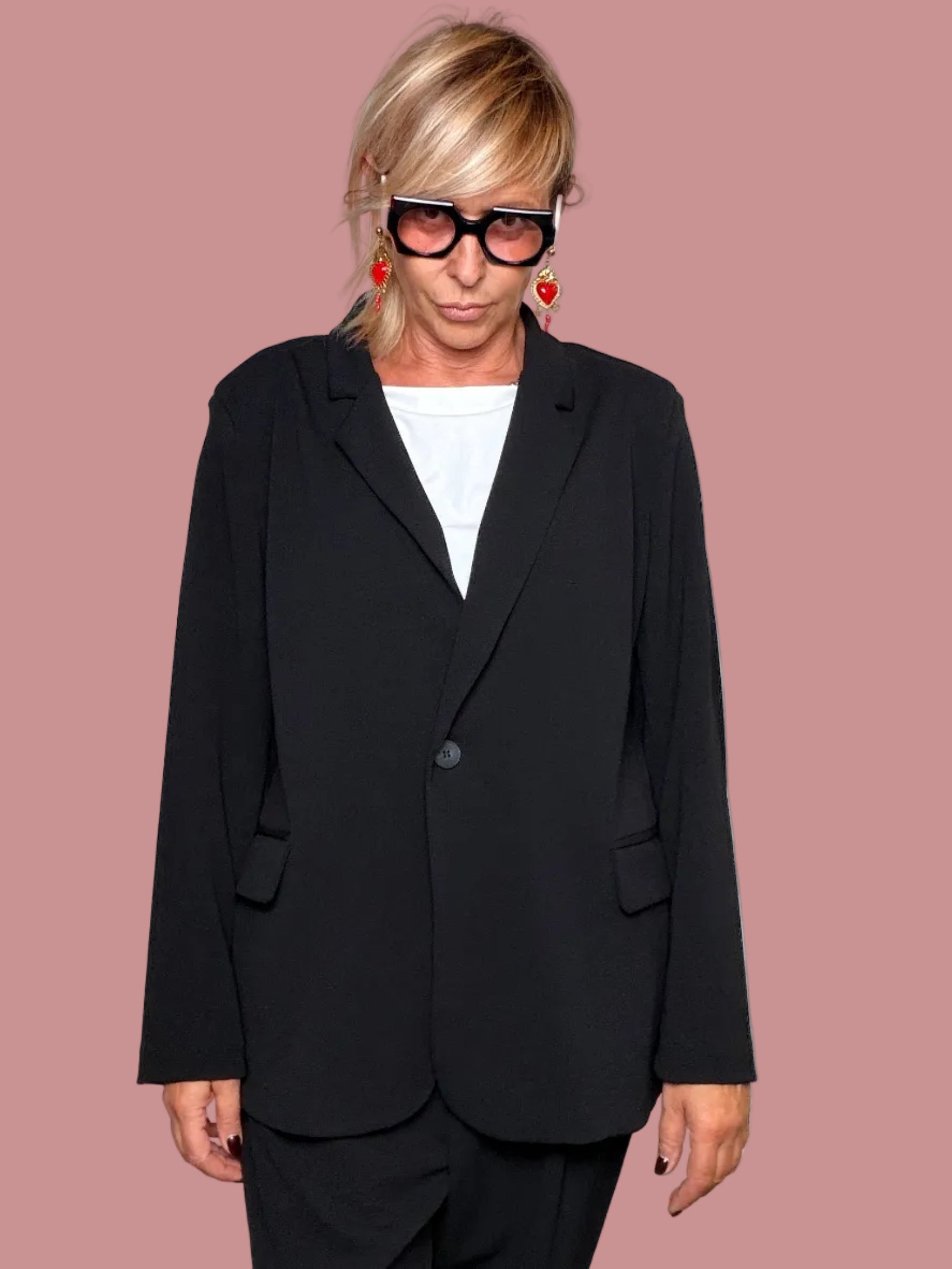 Giacca Monopetto Crêpe Oversize | Nero o Blu Navy