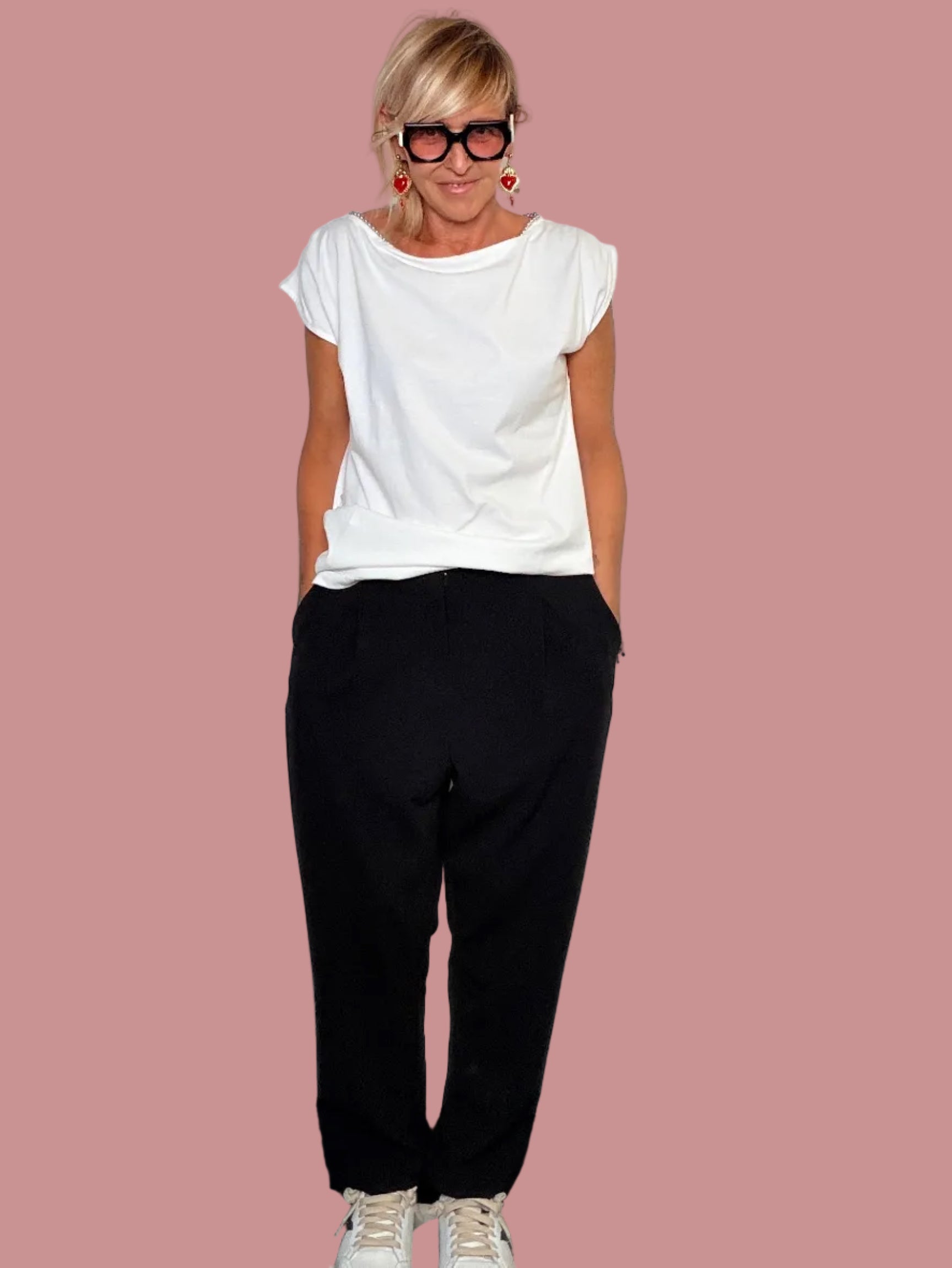 Pantalone Sigaretta Crêpe | Nero  e blu