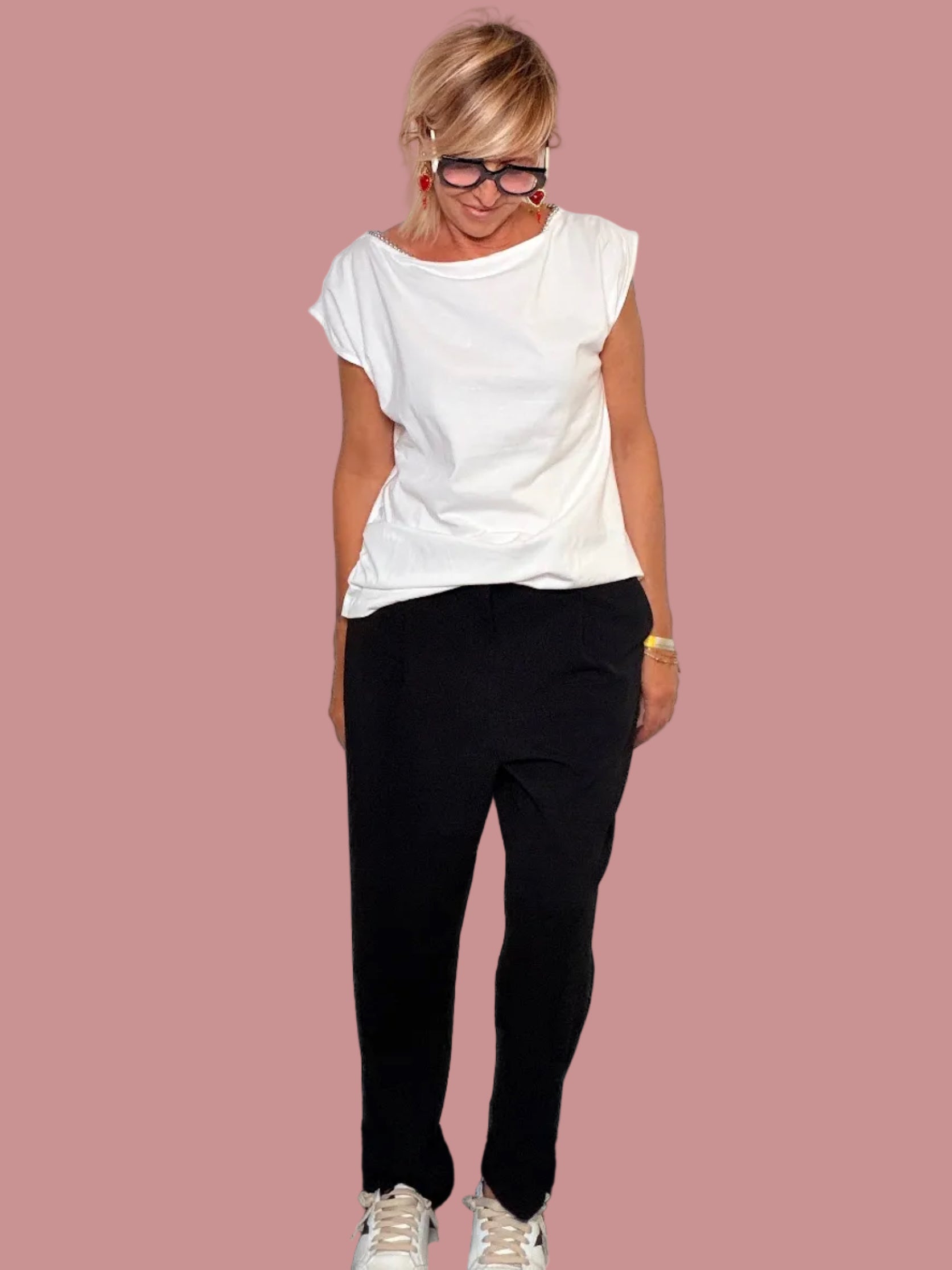 Pantalone Sigaretta Crêpe | Nero  e blu