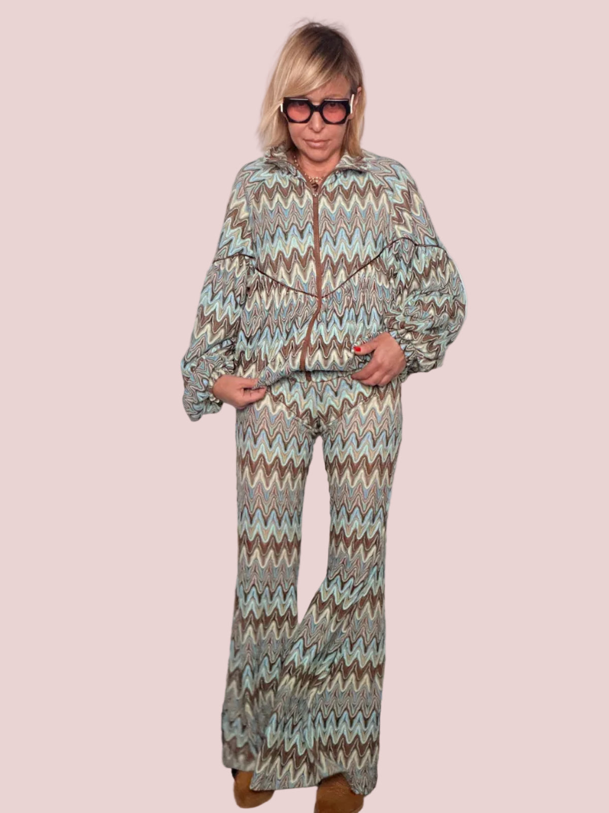 Pantalone a Zampa Chevron Multicolor