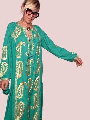 Kaftan Paisley Verde Smeraldo & Oro