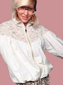 Bomber con Inserti in Pizzo | Maniche Palloncino