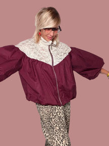 Bomber con Inserti in Pizzo | Maniche Palloncino
