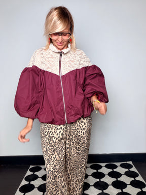 Bomber con Inserti in Pizzo | Maniche Palloncino