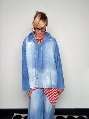 Camicia Denim tencel Oversize Sfrangiata Degradé