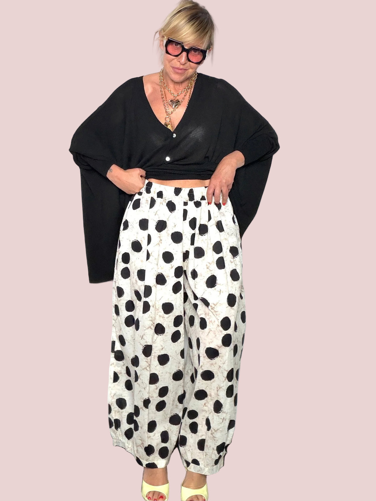 Pantalone Mussola di Cotone a Pois