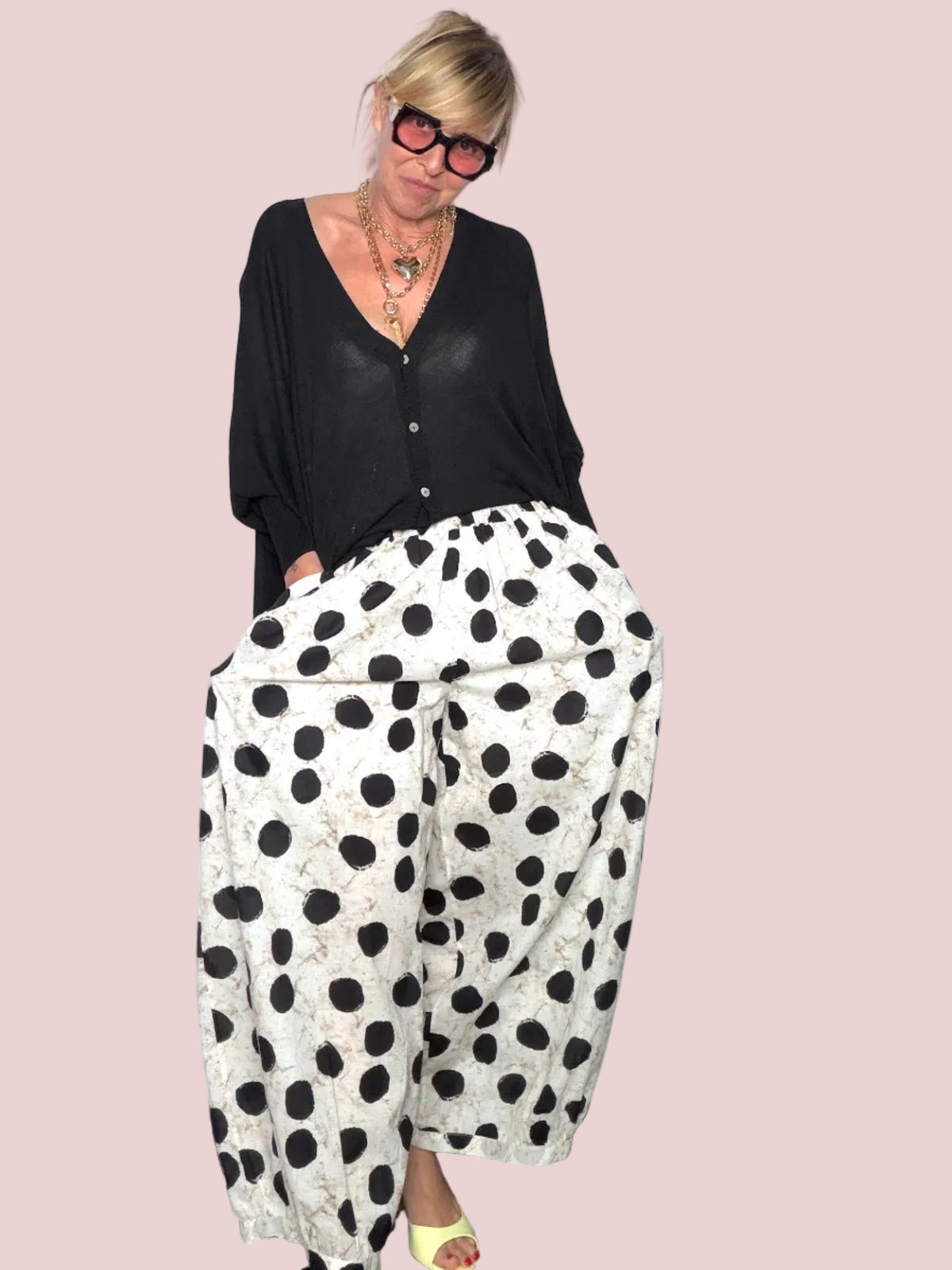 Pantalone Mussola di Cotone a Pois
