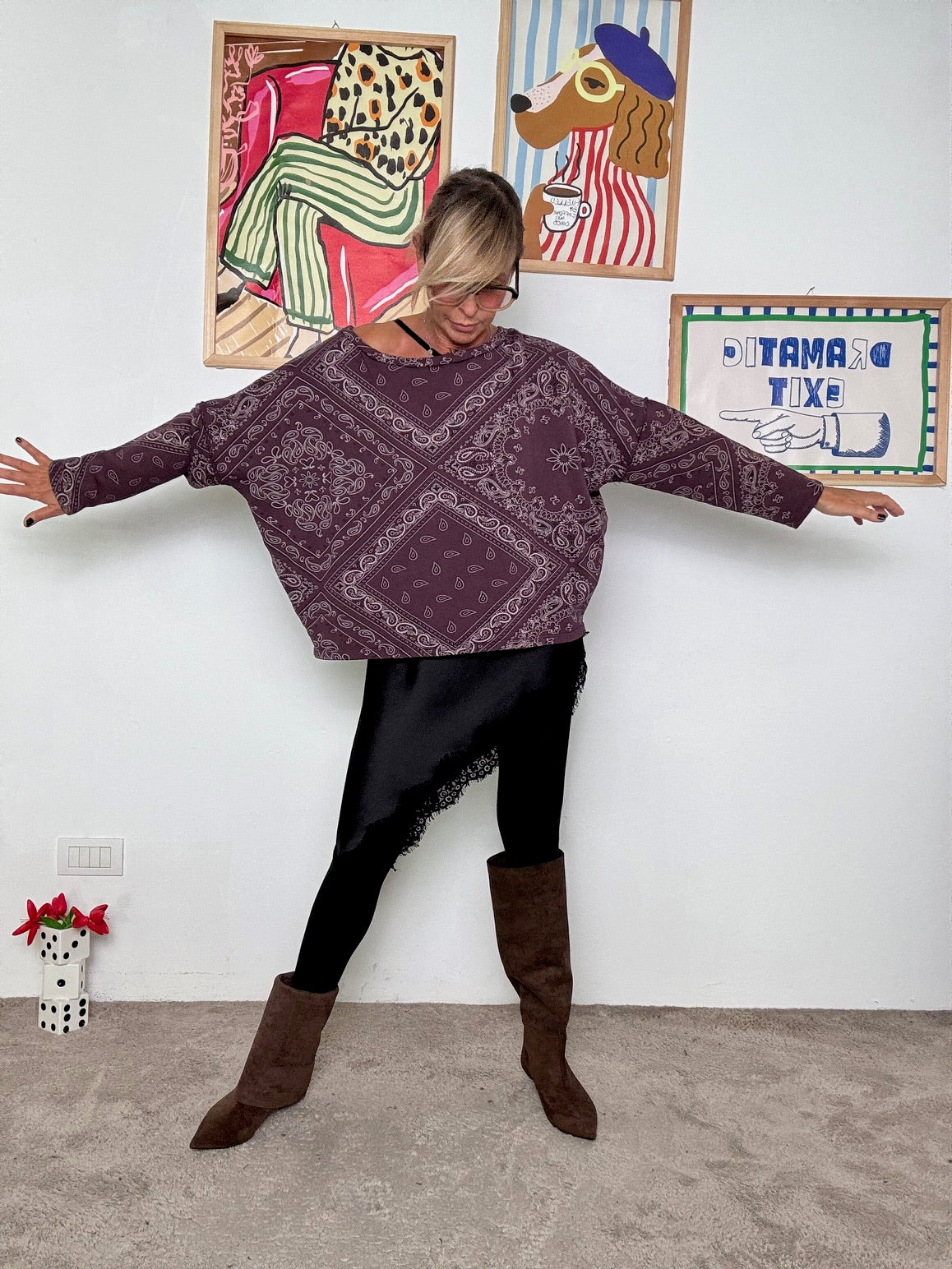 FEMALE - Felpa verde oversize con motivo bandana – comoda, trendy e super versatile