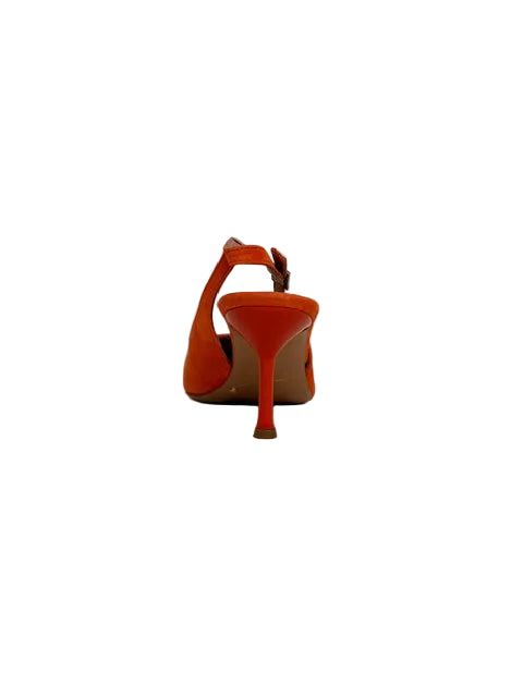Slingback Camoscio Arancio con Puntale Metallico