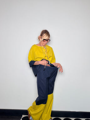 Pantalone Palazzo Bicolore 100% Cotone