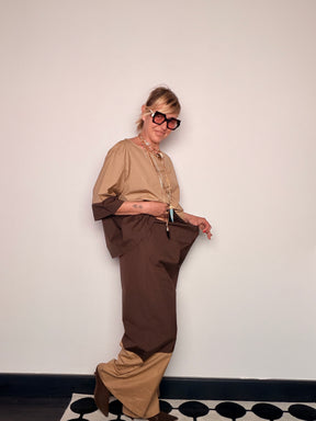 Pantalone Palazzo Bicolore 100% Cotone