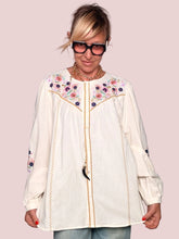 Camicia Ricami Floreali Boho