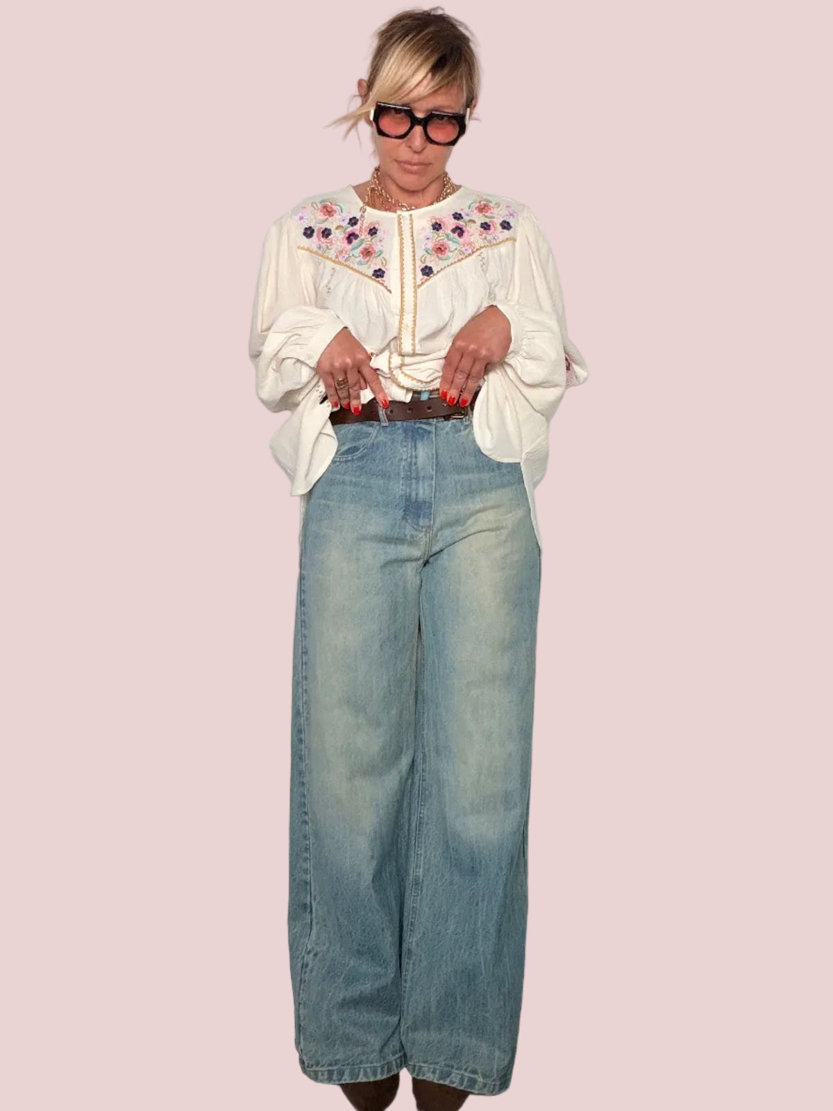Jeans Wide Leg Vintage Lavaggio Chiaro