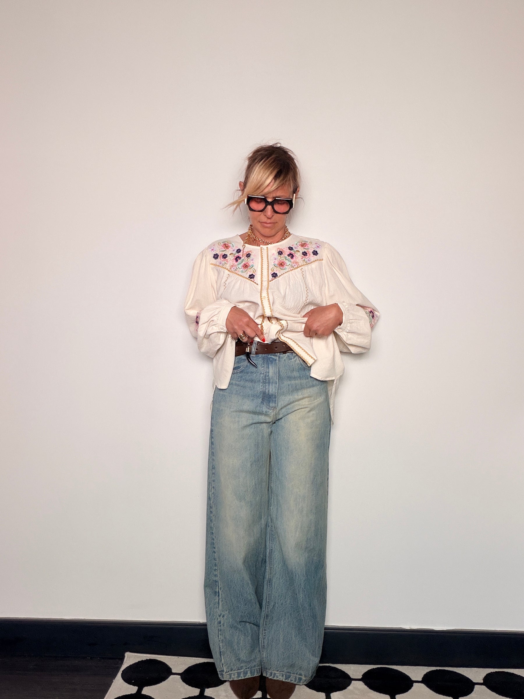 Camicia Ricami Floreali Boho