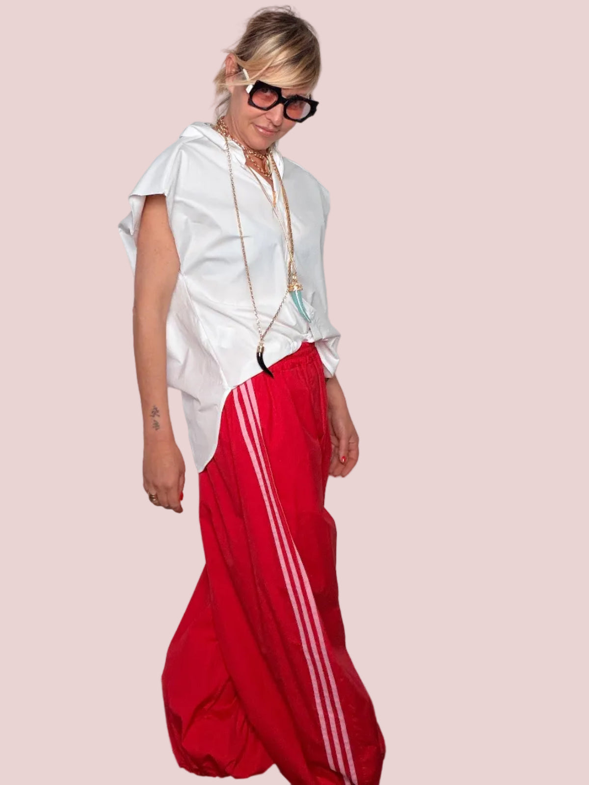 Pantalone Balloon Bande Laterali Sport-Couture