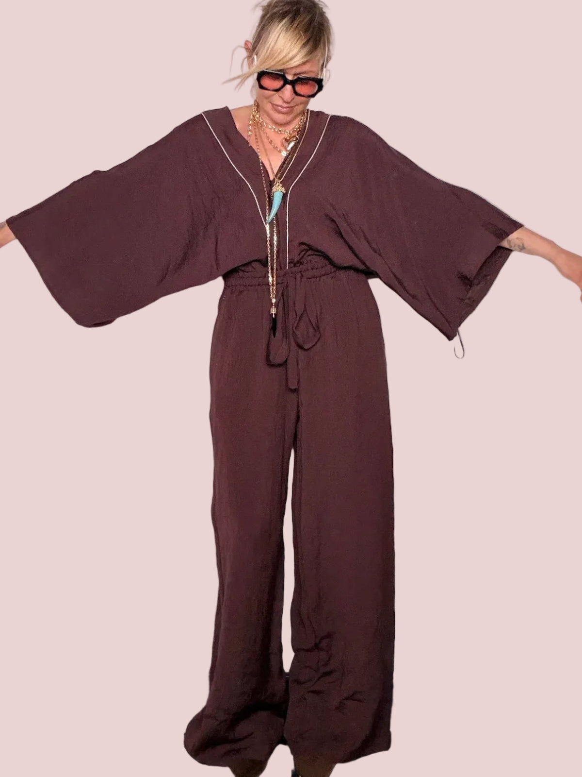Tuta Kimono Viscosa Cioccolato