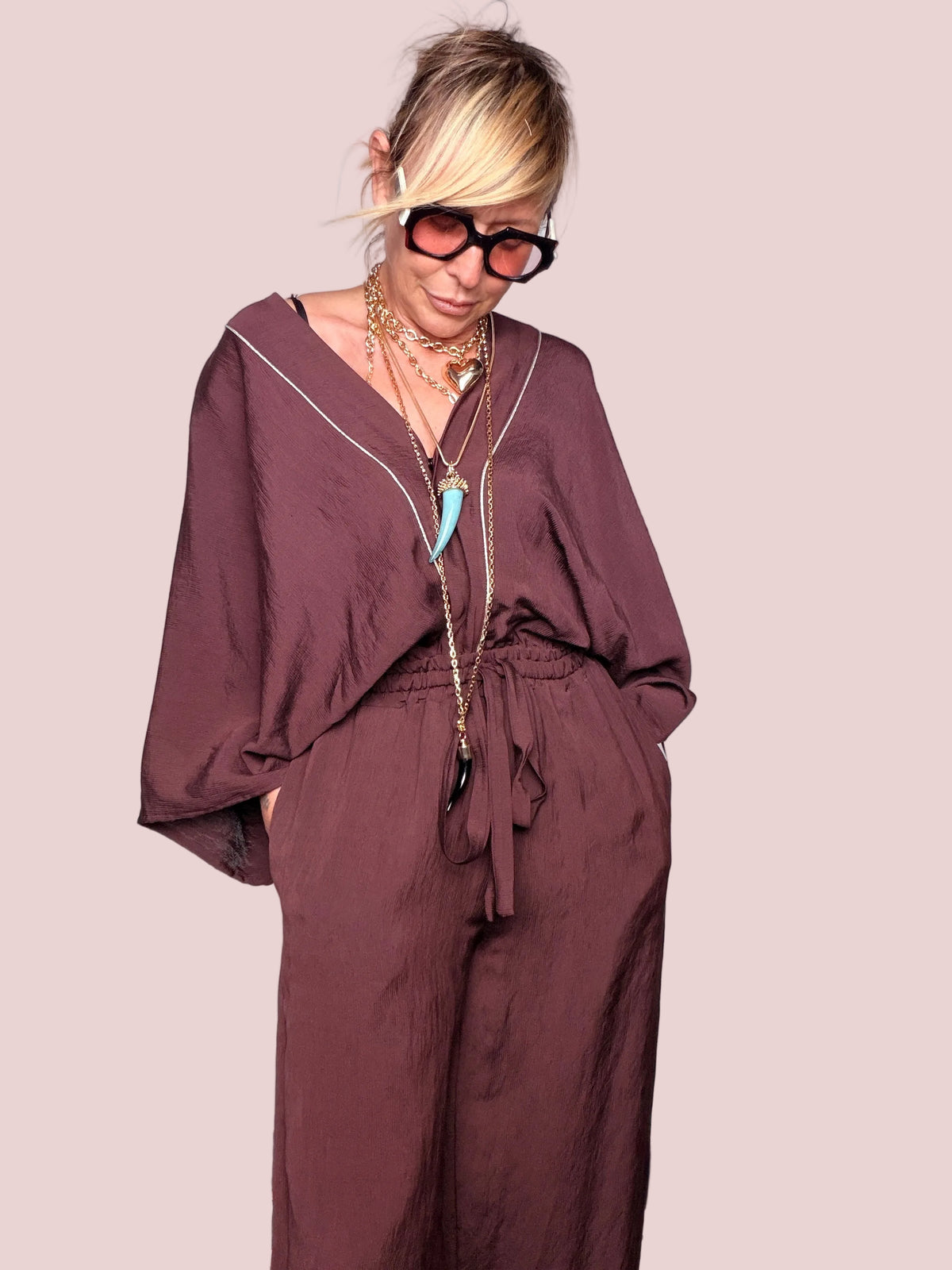 Tuta Kimono Viscosa Cioccolato