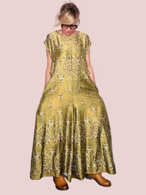 Tuta palazzo stampa broccato damascato – oro verde oliva