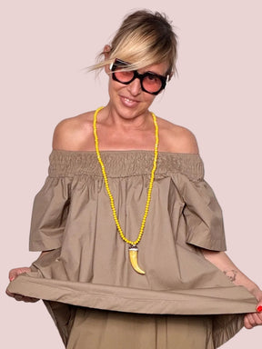Camicia off-shoulder smock