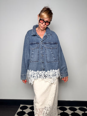 Giacca Jeans Over con Pizzo