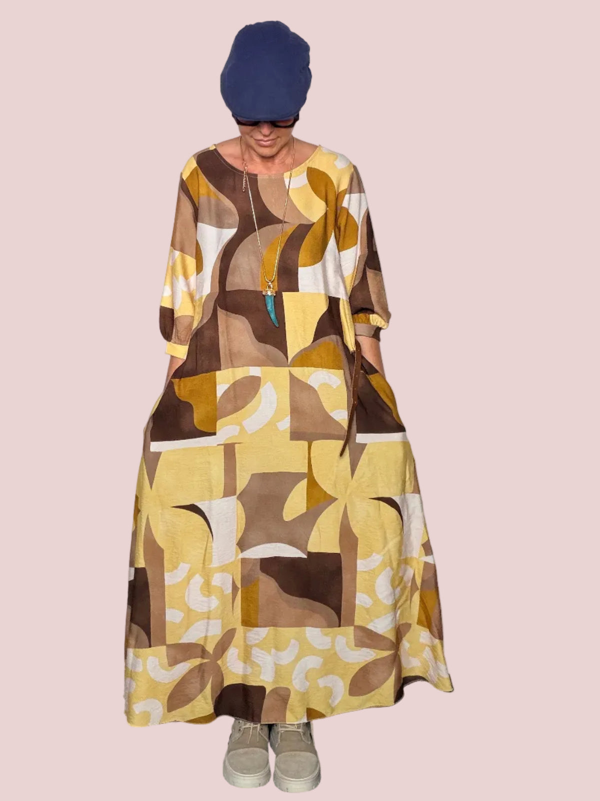 Abito Maxi Stampa Geometrica Anni '70